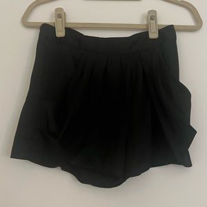 Aqua black silk short with oversized pockets